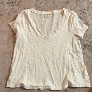 Madewell Cream V-Neck Short Sleeve Tee